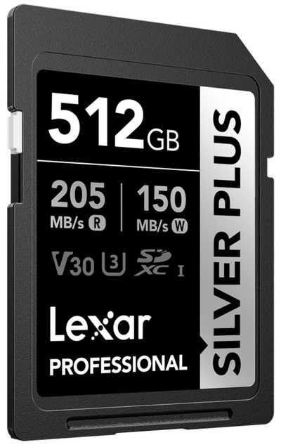 LEXAR SDXC Professional SILVER Plus UHS-I R205/W150 (V30) 512GB | SD karta