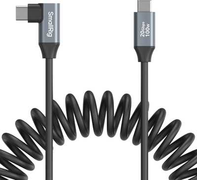 SmallRig  4792 USB-C Straight to USB-C Angled Coiled Data Cable | USB-C kroucený datový kabel 35cm