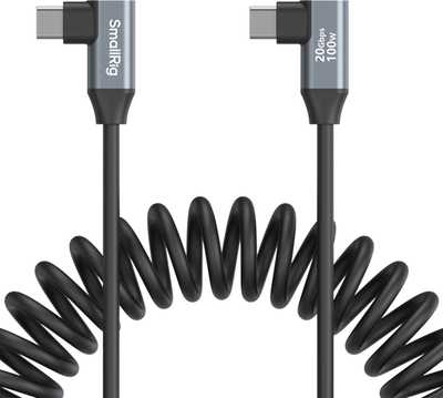 SmallRig  4793 USB-C Angled to USB-C Angled Coiled Data Cable | USB-C kroucený datový kabel 35cm