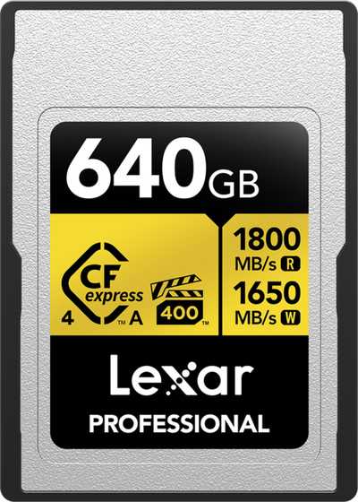 Lexar  CFexpress 4.0 Pro Gold, VPG400, R1800/W1650 (Type A) 640GB | CFexpress A