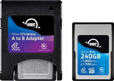 OWC  CFexpress 4.0 Atlas Pro R1850/W1700/VPG200 (Type A), CFX A to B adapter incl. 240GB