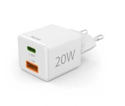 Hama rychlá USB nabíječka USB-C + USB-A, PD/QC, 20 W
